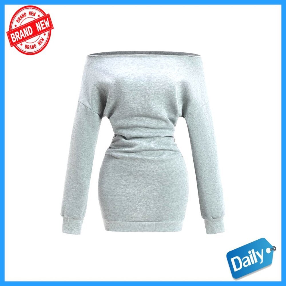 Off Shoulder Ruched Mini Dress Long Sleeve Bodycon Y2K Going Out